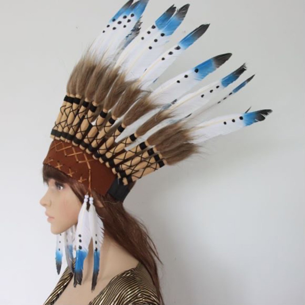 Feder Kopfschmuck Indianer Kopfbedeckung Stamm-Chef Bühne Halloween Party Foto - Bild 19 von 28