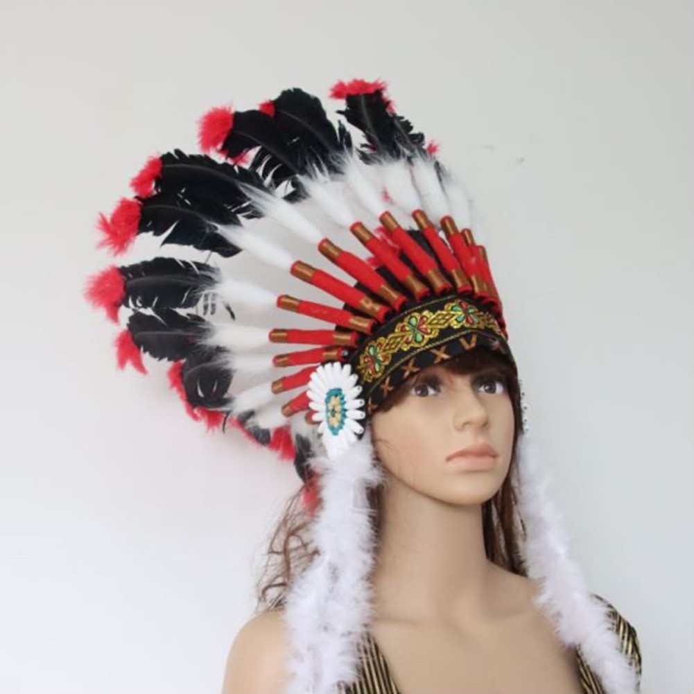 Feder Kopfschmuck Indianer Kopfbedeckung Stamm-Chef Bühne Halloween Party Foto - Bild 27 von 28
