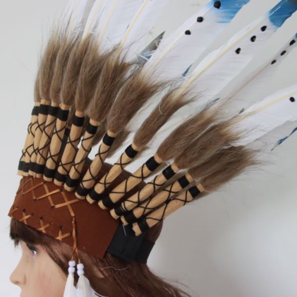 Feder Kopfschmuck Indianer Kopfbedeckung Stamm-Chef Bühne Halloween Party Foto - Bild 17 von 28