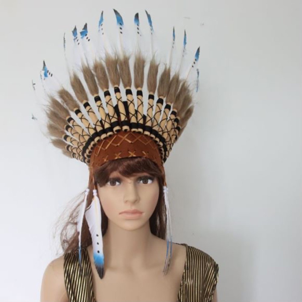 Feder Kopfschmuck Indianer Kopfbedeckung Stamm-Chef Bühne Halloween Party Foto - Bild 18 von 28