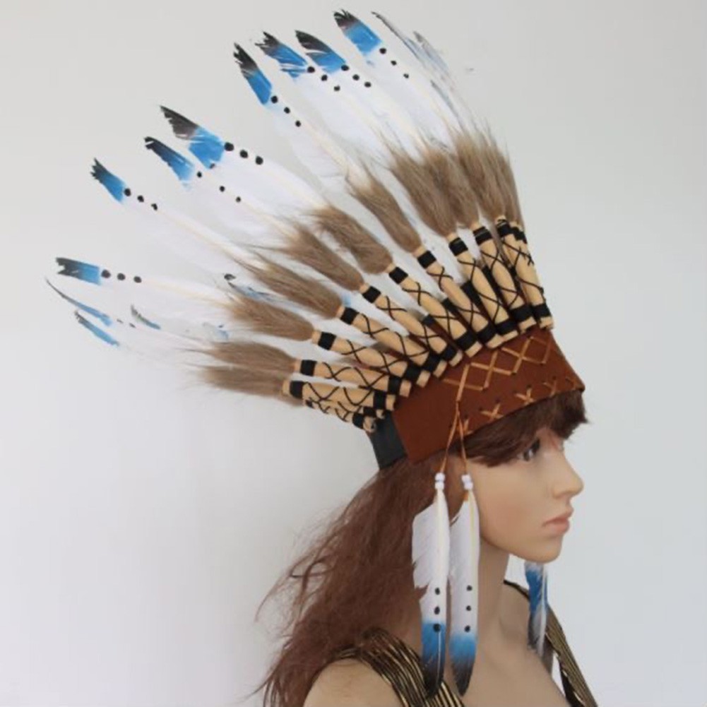 Feder Kopfschmuck Indianer Kopfbedeckung Stamm-Chef Bühne Halloween Party Foto - Bild 20 von 28