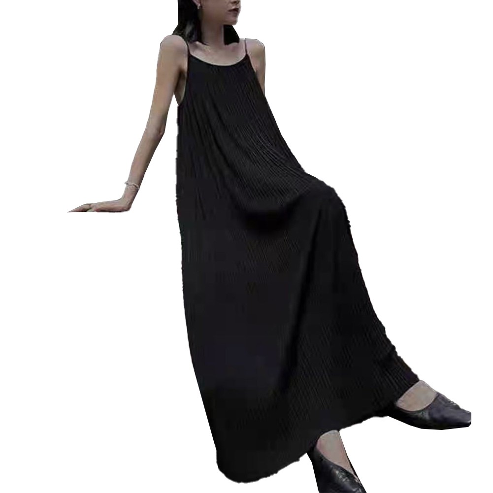 Effortless Charm Women's Temperament Pleated Suspender Dress for Any Occasion - Picture 14 of 24