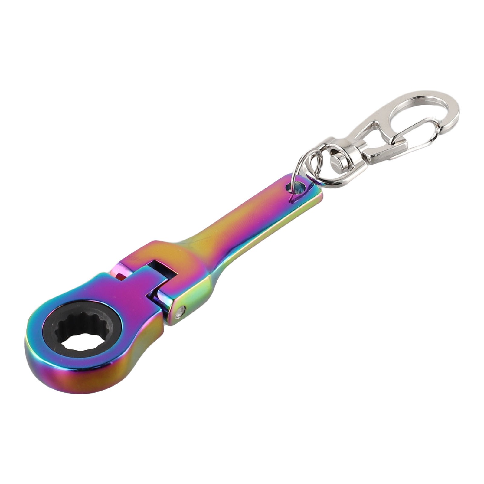 Mini 10mm Ratchet Wrench Keychain Tool 180 Degree Rotation (Mirror Silver) - Picture 55 of 58