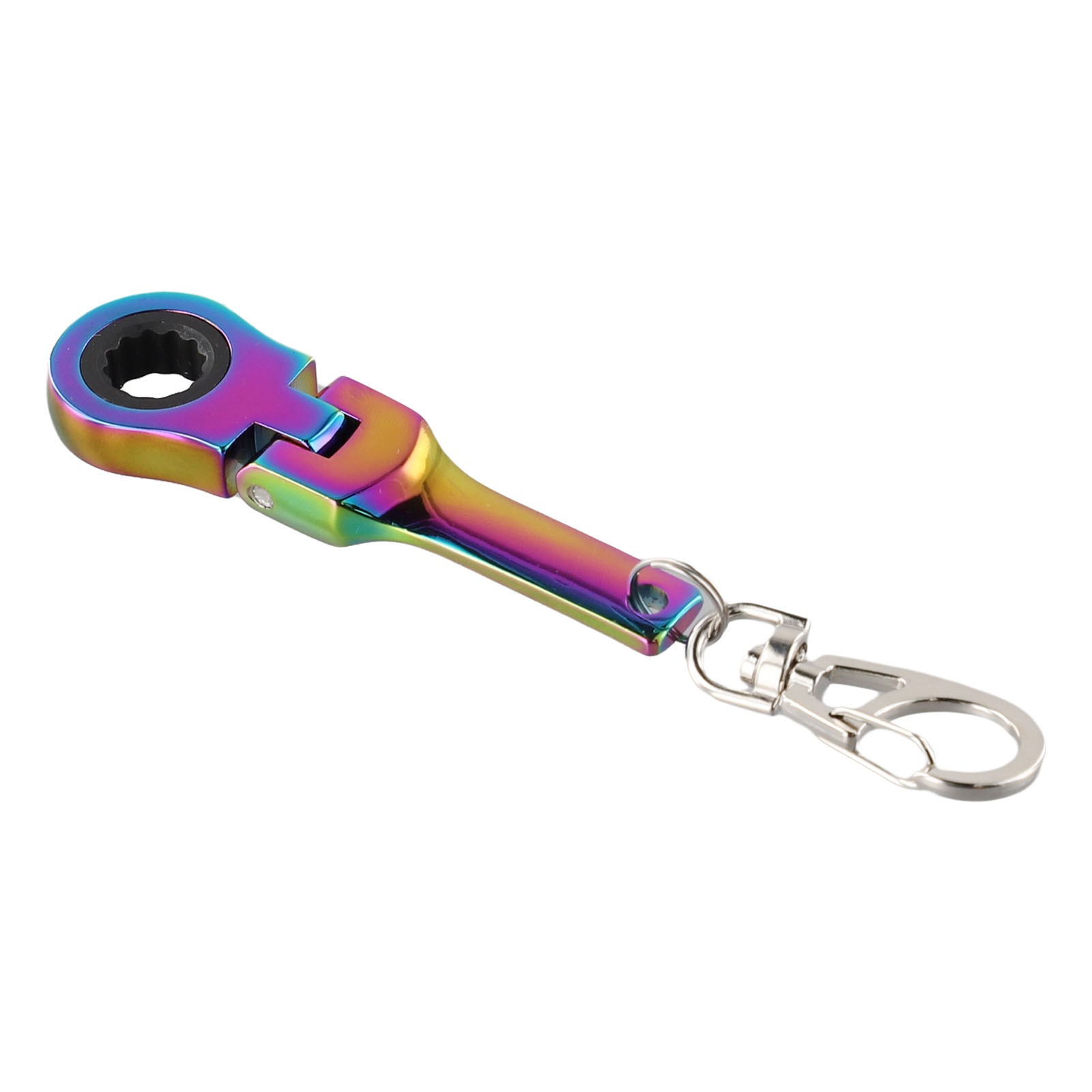 Mini 10mm Ratchet Wrench Keychain Tool 180 Degree Rotation (Mirror Silver) - Picture 58 of 58