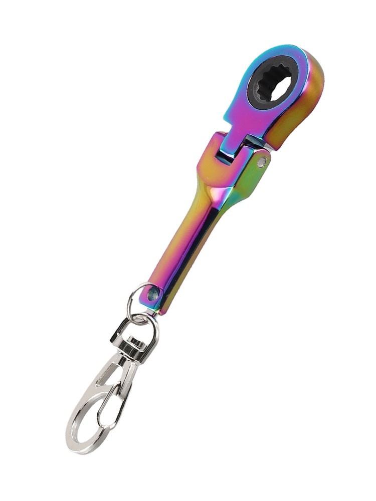Mini 10mm Ratchet Wrench Keychain Tool 180 Degree Rotation (Mirror Silver) - Picture 57 of 58