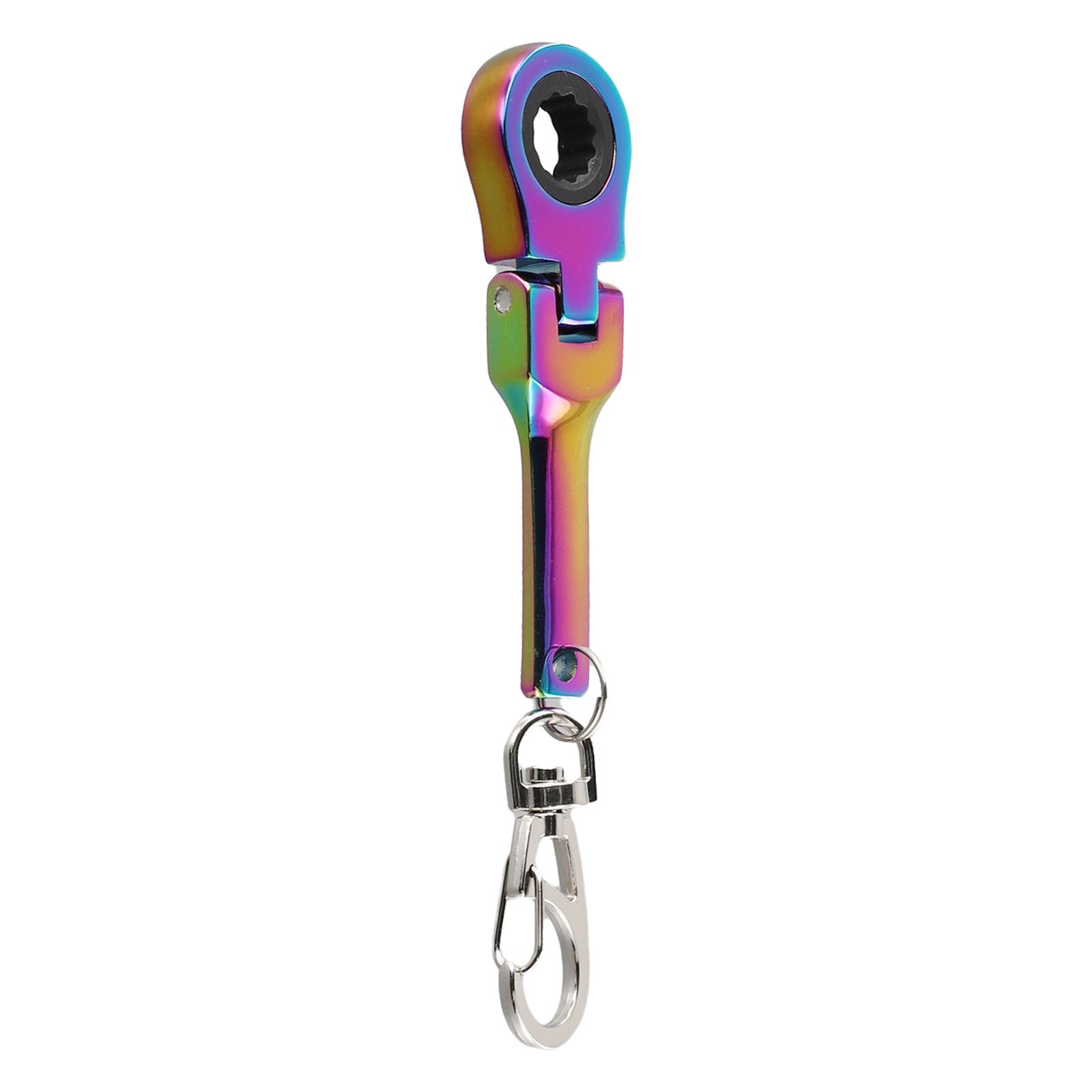 Mini 10mm Ratchet Wrench Keychain Tool 180 Degree Rotation (Mirror Silver) - Picture 54 of 58
