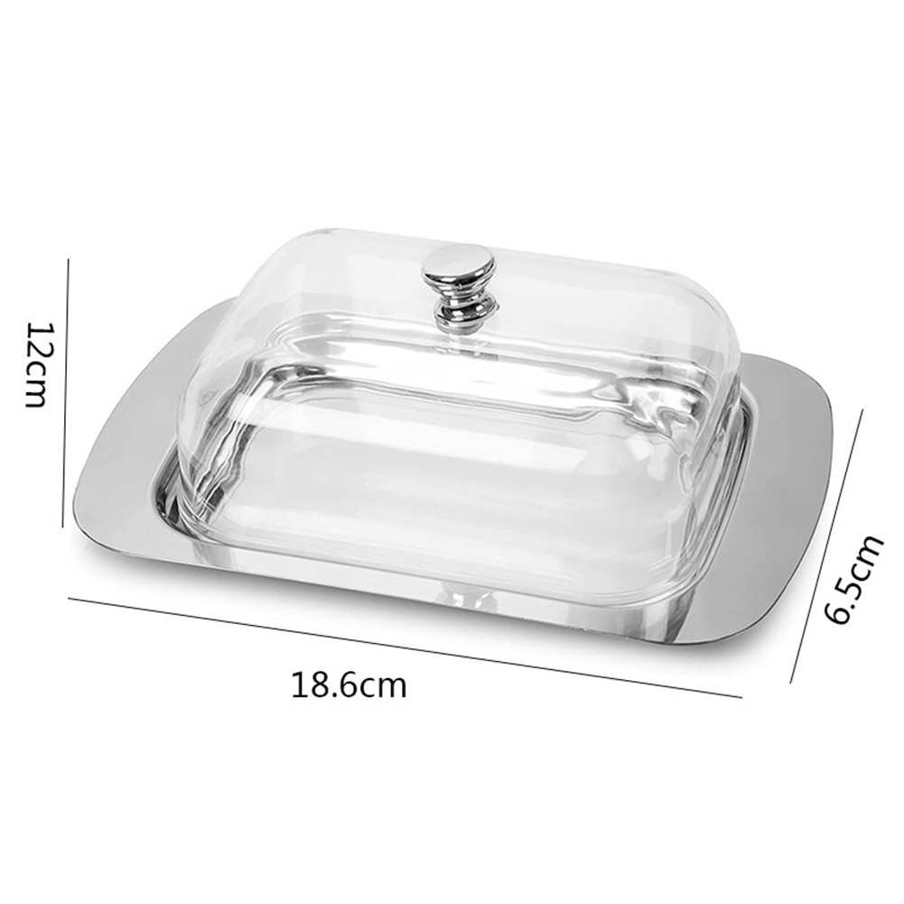 Stylish Brushed Stainless Steel Butter Dish Cheese Storage Tray Container - Picture 24 of 29