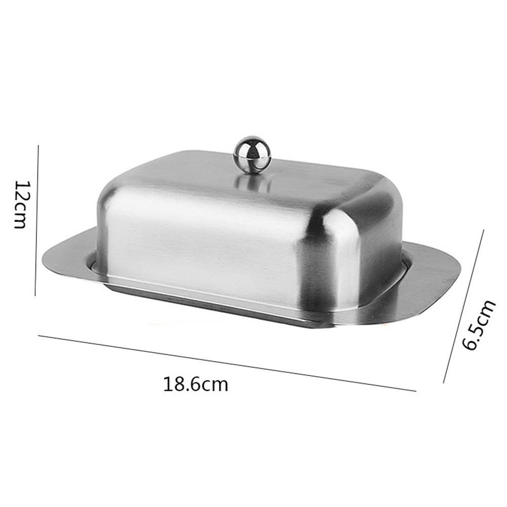 Stylish Brushed Stainless Steel Butter Dish Cheese Storage Tray Container - Picture 28 of 29
