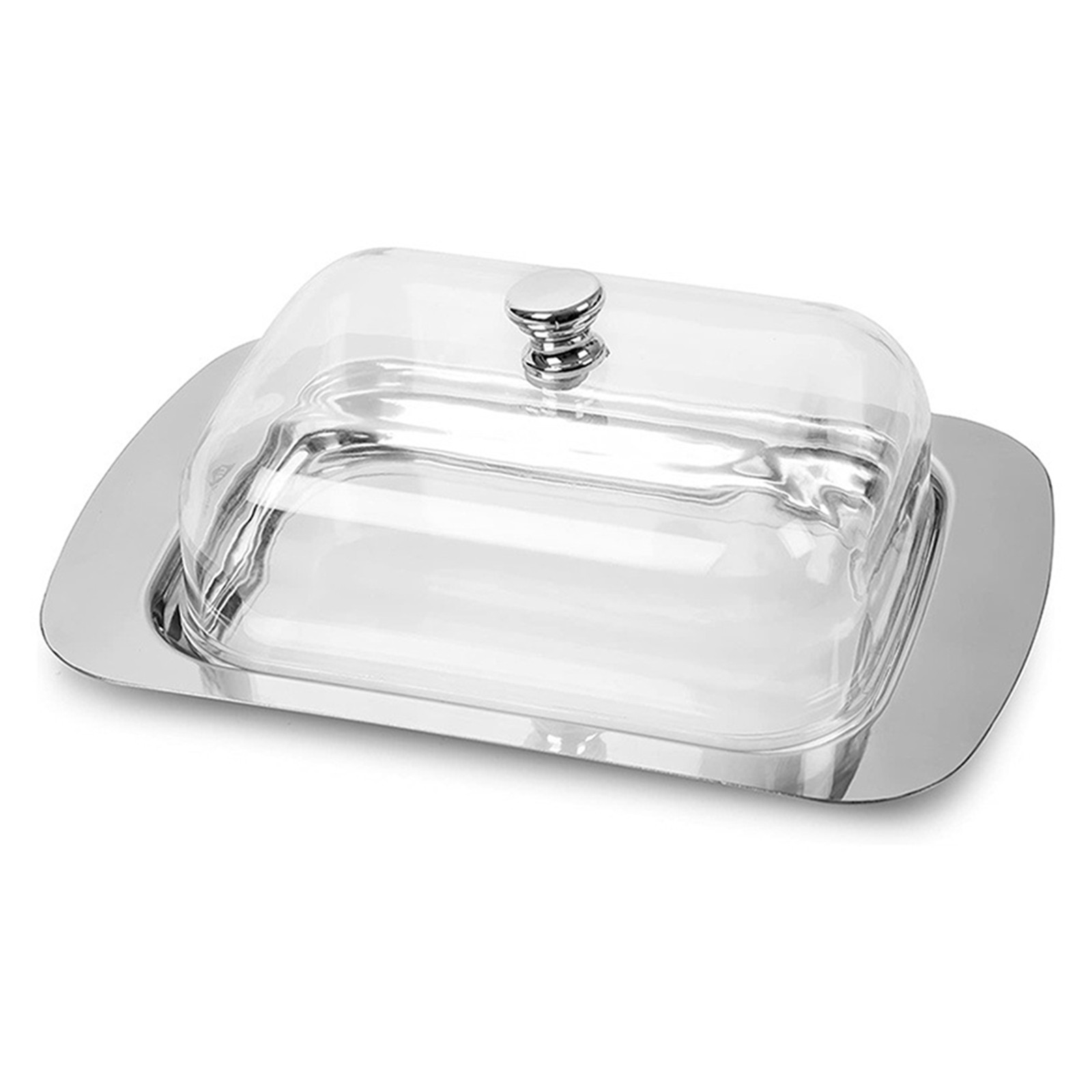 Stylish Brushed Stainless Steel Butter Dish Cheese Storage Tray Container - Picture 22 of 29