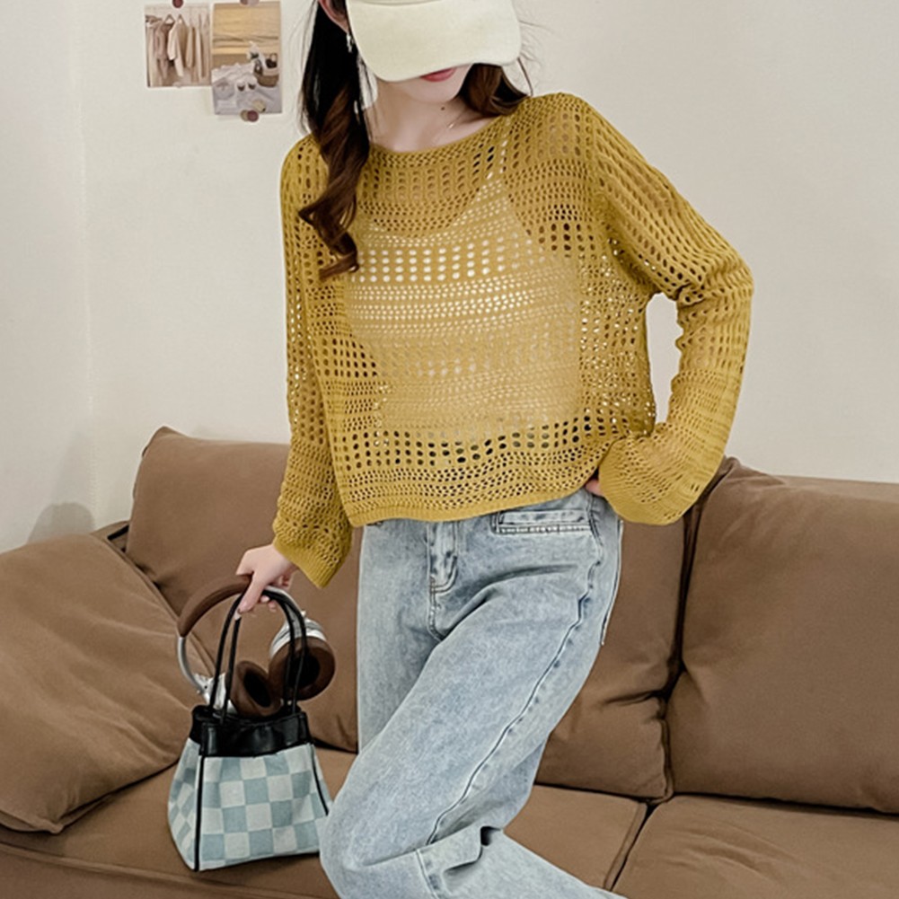 Blouse tricotée femme officiel survêtement mode avec protection solaire creuse