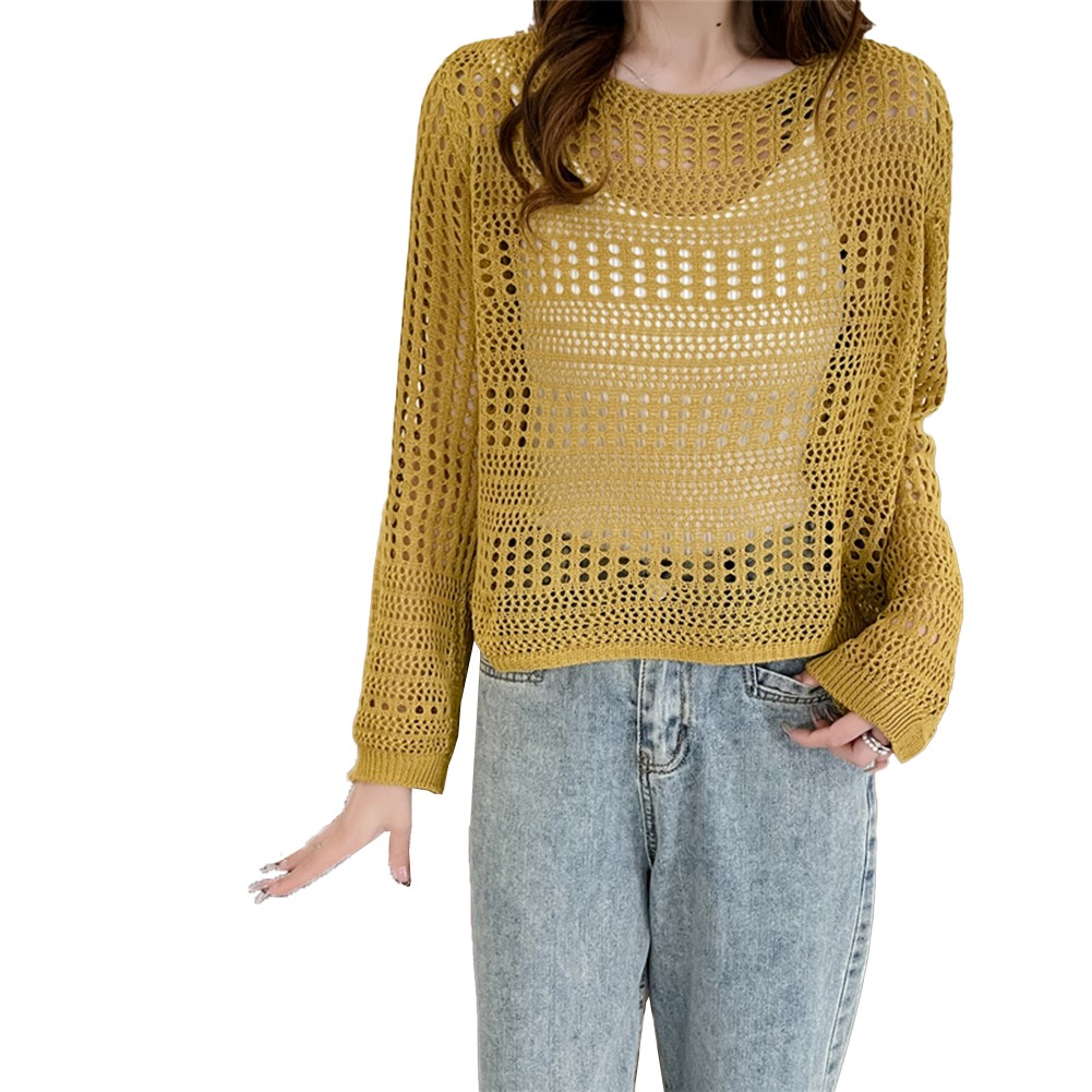 Blouse tricotée femme officiel survêtement mode avec protection solaire creuse