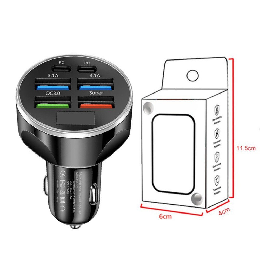 PD et pour QC3 0 charge rapide 6 ports chargeur de voiture USB avec écran LED - Photo 24 sur 33