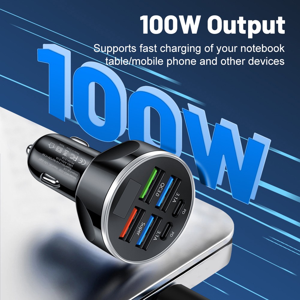 Charge rapide chargeur de voiture USB 6 ports avec écran LED et shunt intellige - Photo 3 sur 33