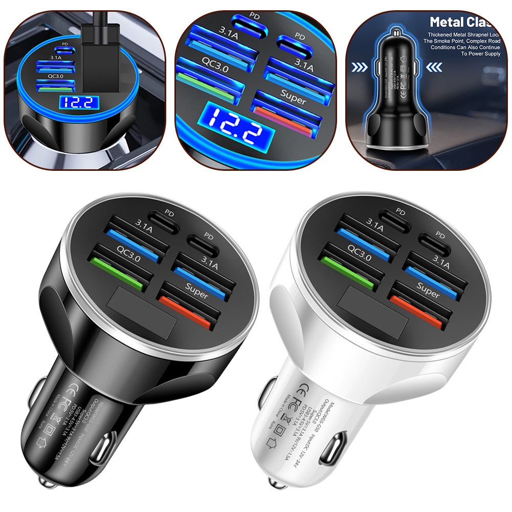 Charge rapide chargeur de voiture USB 6 ports avec écran LED et shunt intellige - Photo 2 sur 33
