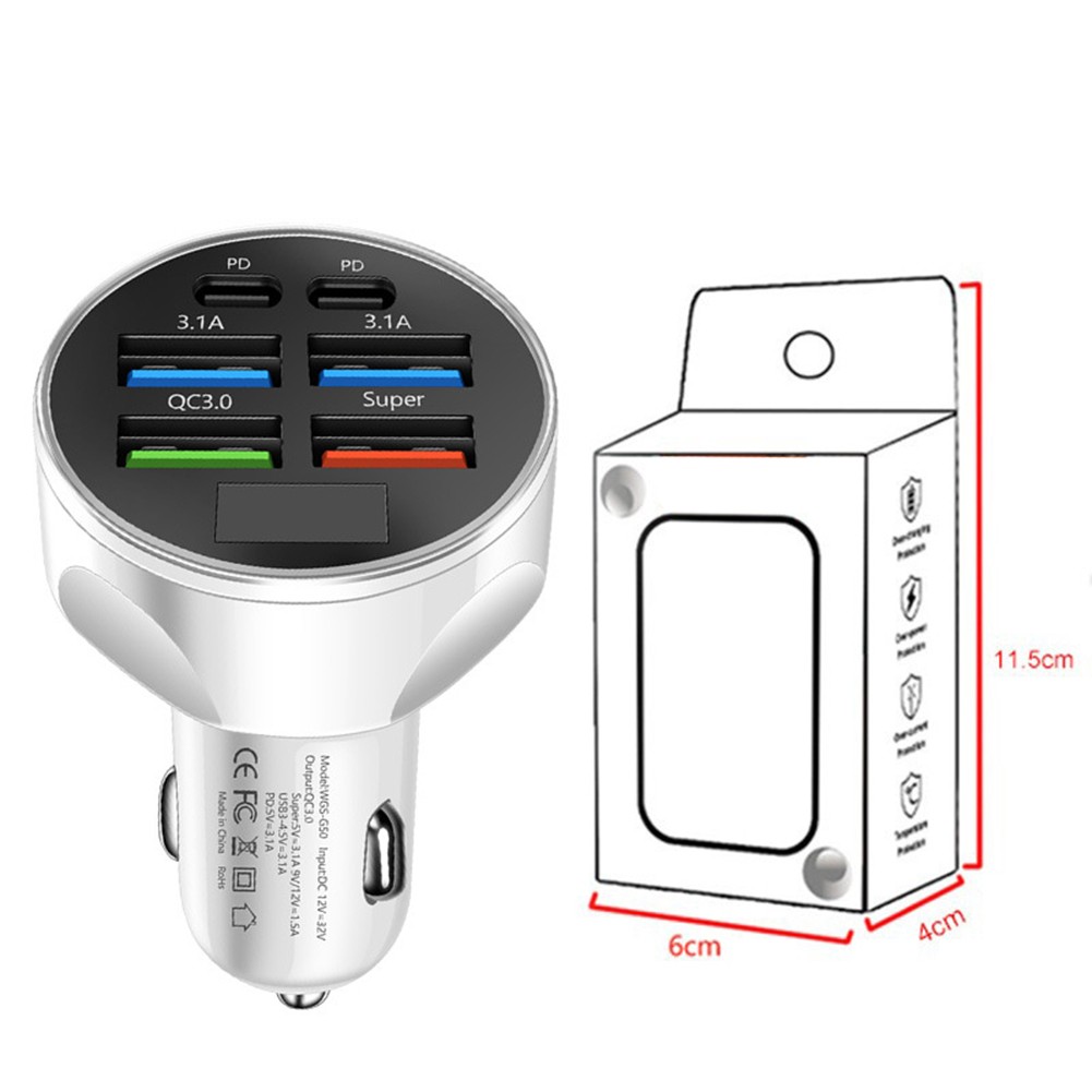 Multi Port Car Charger with LED Display Fast Charging for Multiple Devices - Bild 33 von 33