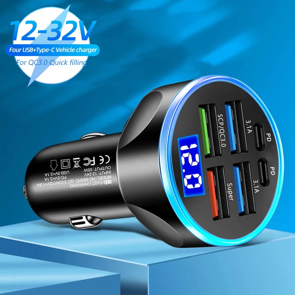 Charge rapide chargeur de voiture USB 6 ports avec écran LED et shunt intellige - Photo 1 sur 33
