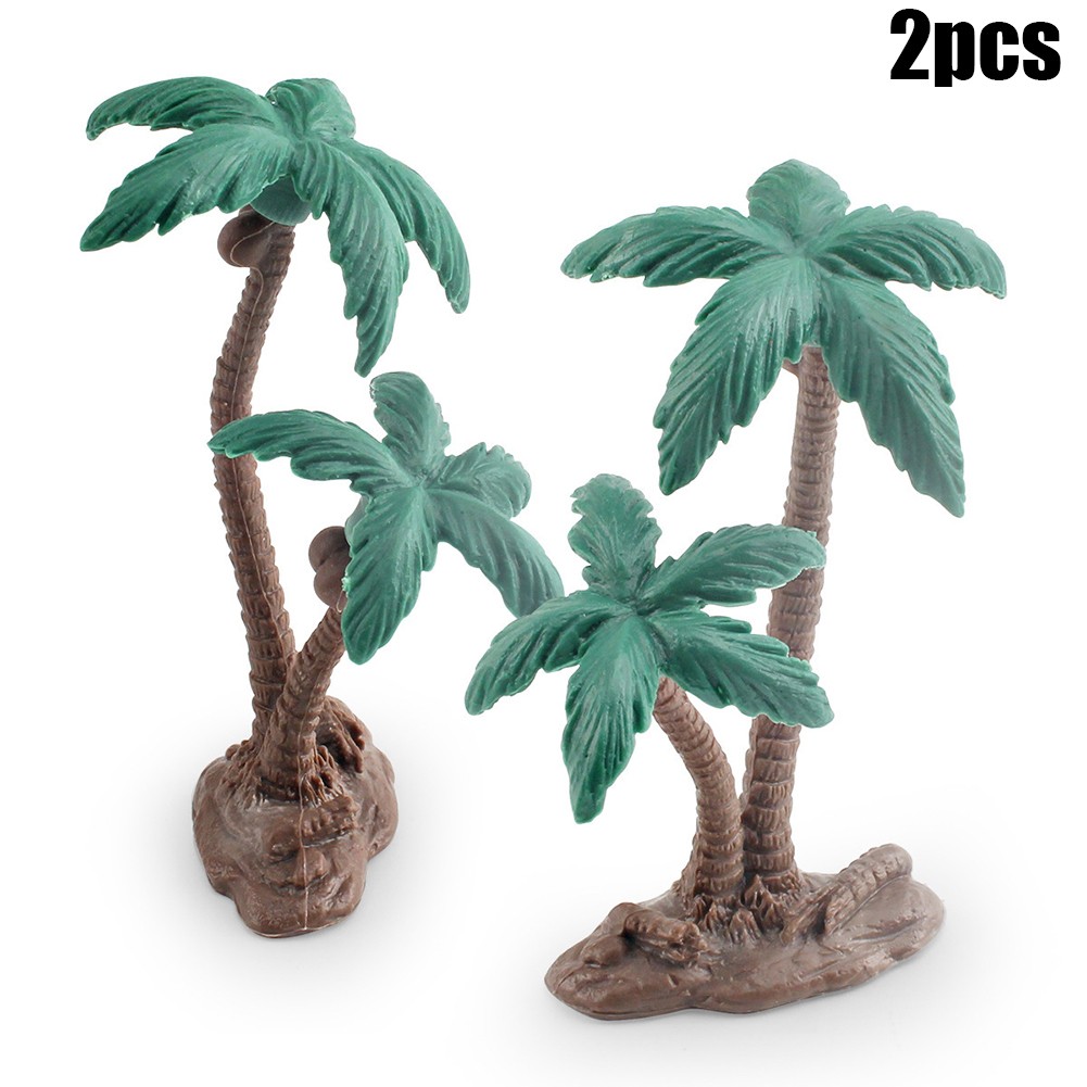 Exquisite Miniature Coconut Palm Tree Models for DIY Fairy Gardens Set of 2