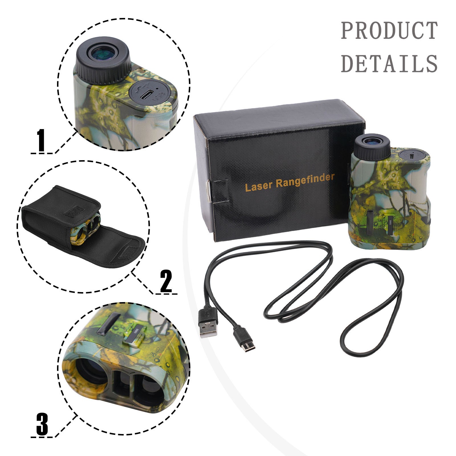 Telémetro de golf telescopio alta precisión caza camuflaje recargable - Imagen 33 de 37