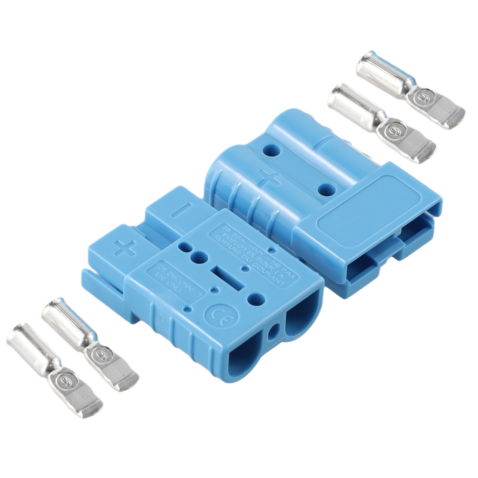2-Pack 50A 600V Grey Plug Connectors For Caravan Charger - 12V Or 24V Battery