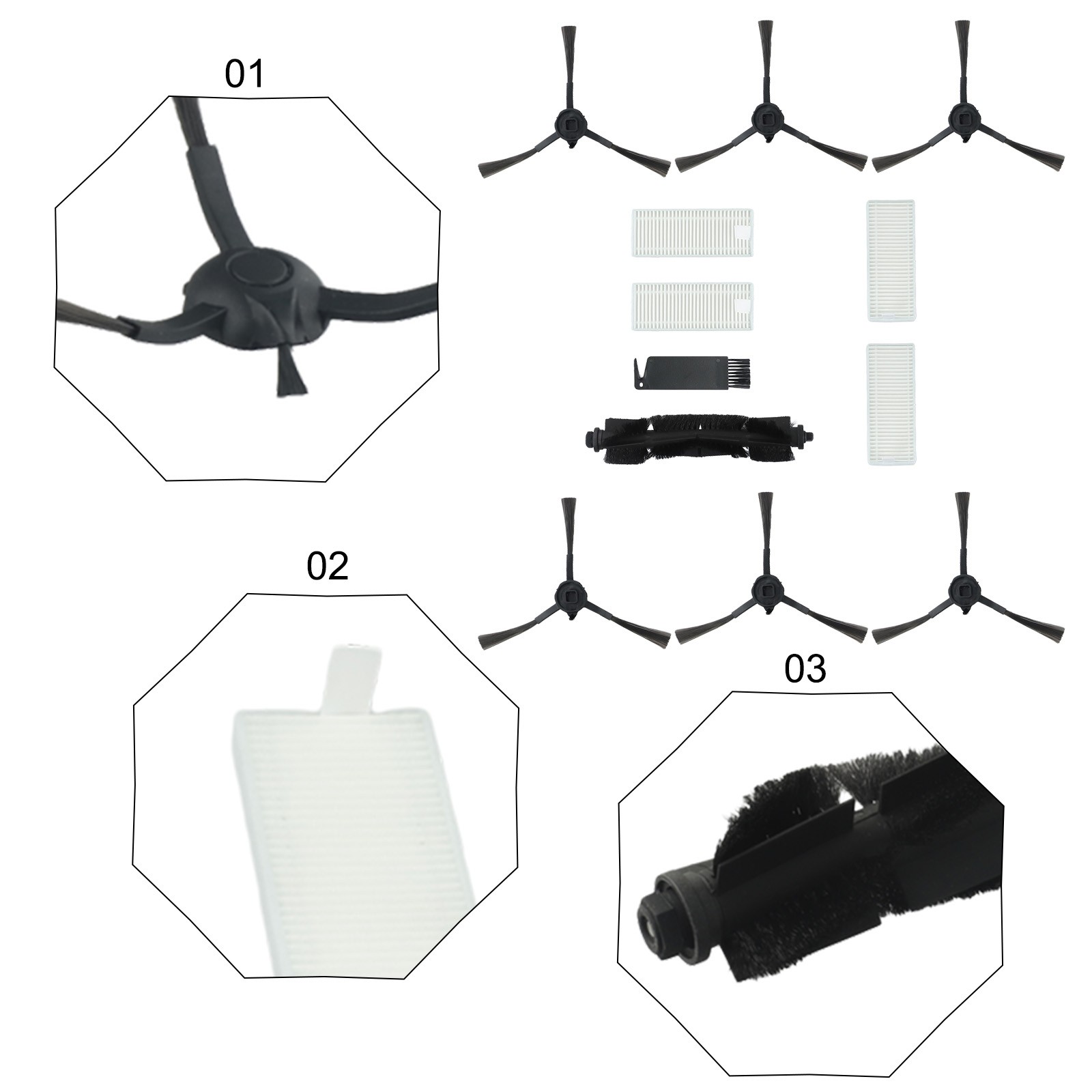 Para 360 S8 S8 Plus Aspirador Robot Rodillo Cepillo Cepillo de Limpieza Negro Blanco - Imagen 43 de 48