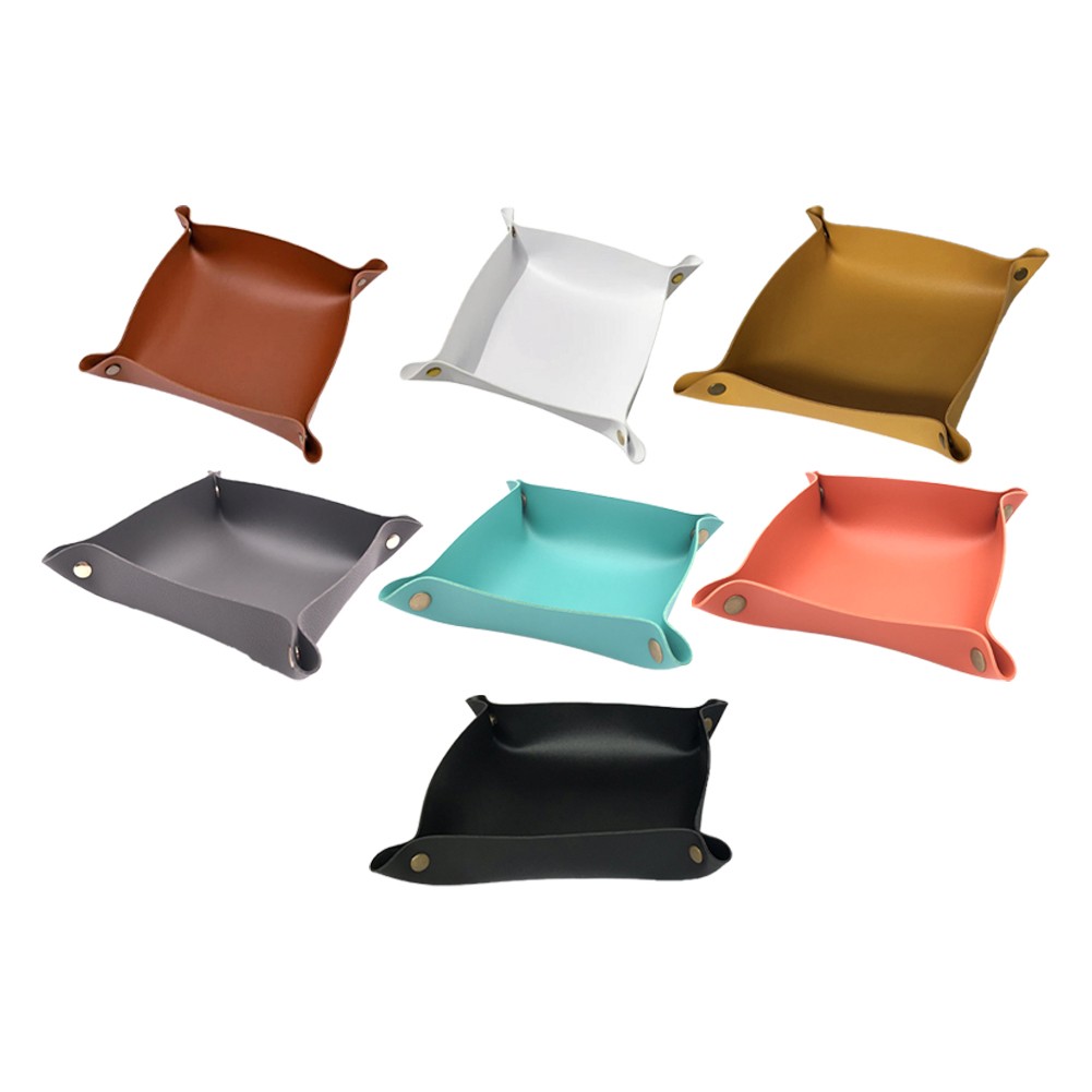 Elegant Foldable Leather Tray for Organizing Keys Jewelry and Earphones - Picture 13 of 40