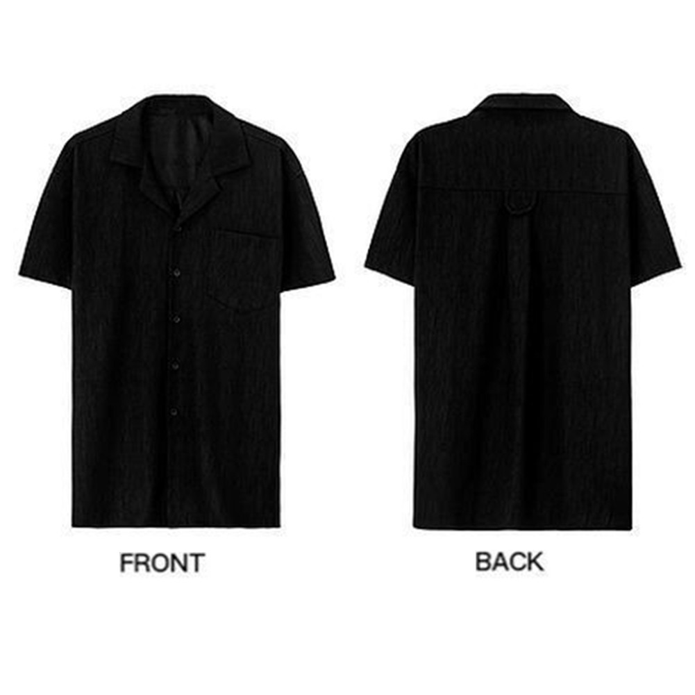 Men's Shirt Shirt Folds Streetwear For Vacation Korean Style Short Sleeve - Picture 25 of 40