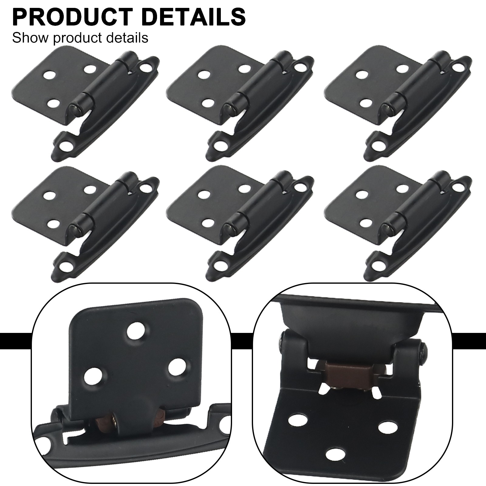 10pcs Cabinet Door Hinges Cold-rolled Steel Furniture Heavy Duty Kitchen