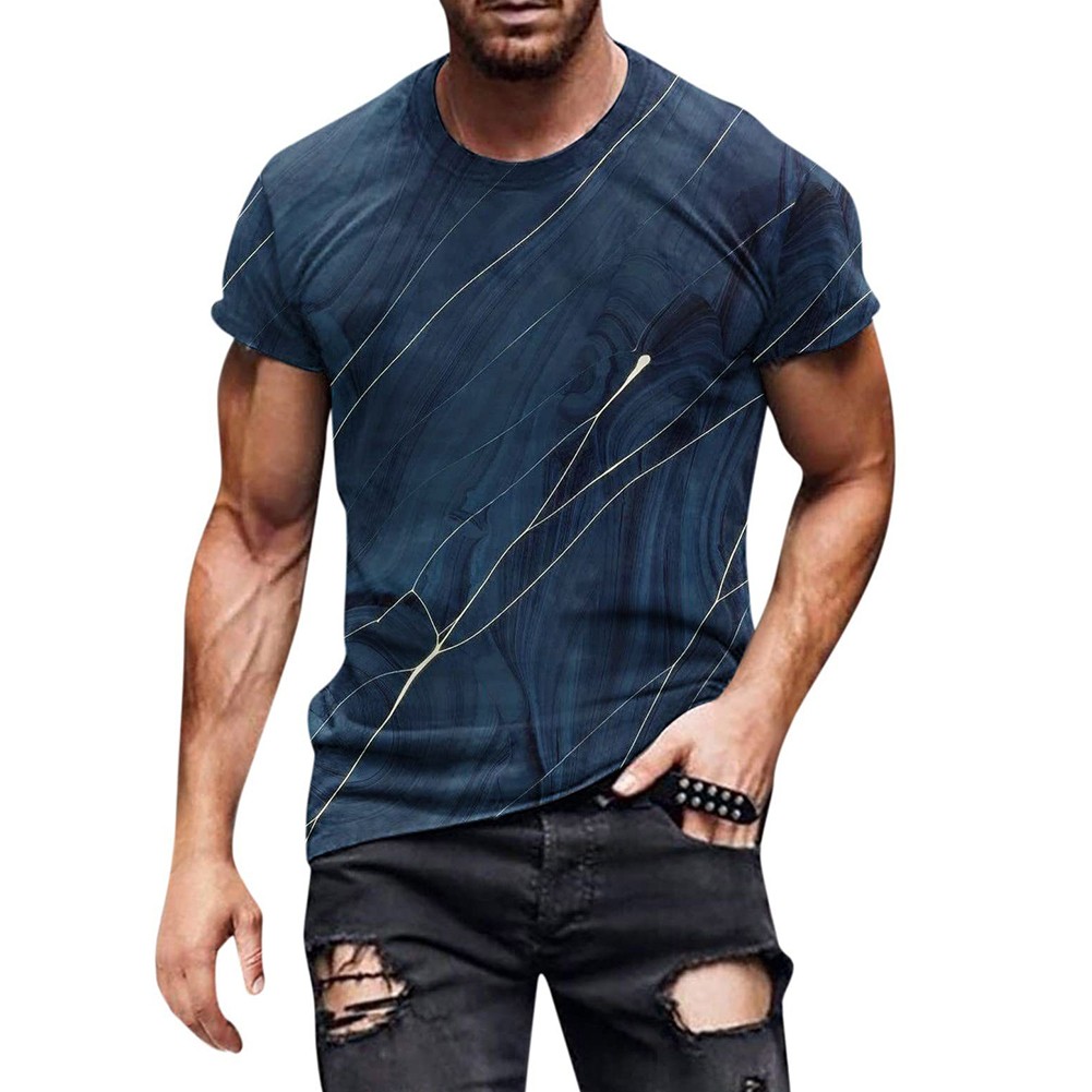 Mens Top Mens T-shirt 3D Print Activewear Blouse Breathable Round Neck