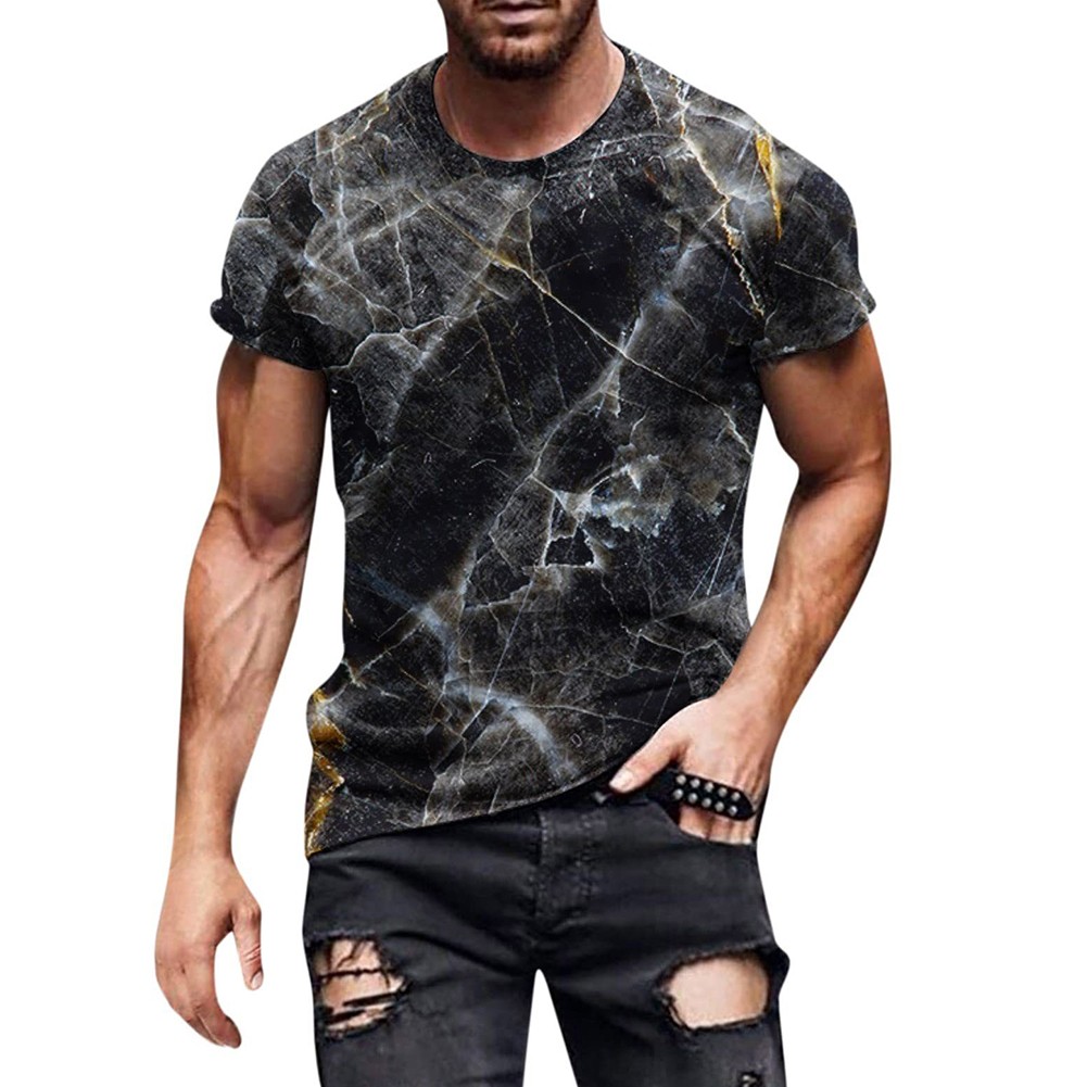 Mens Top Mens T-shirt 3D Print Activewear Blouse Breathable Round Neck