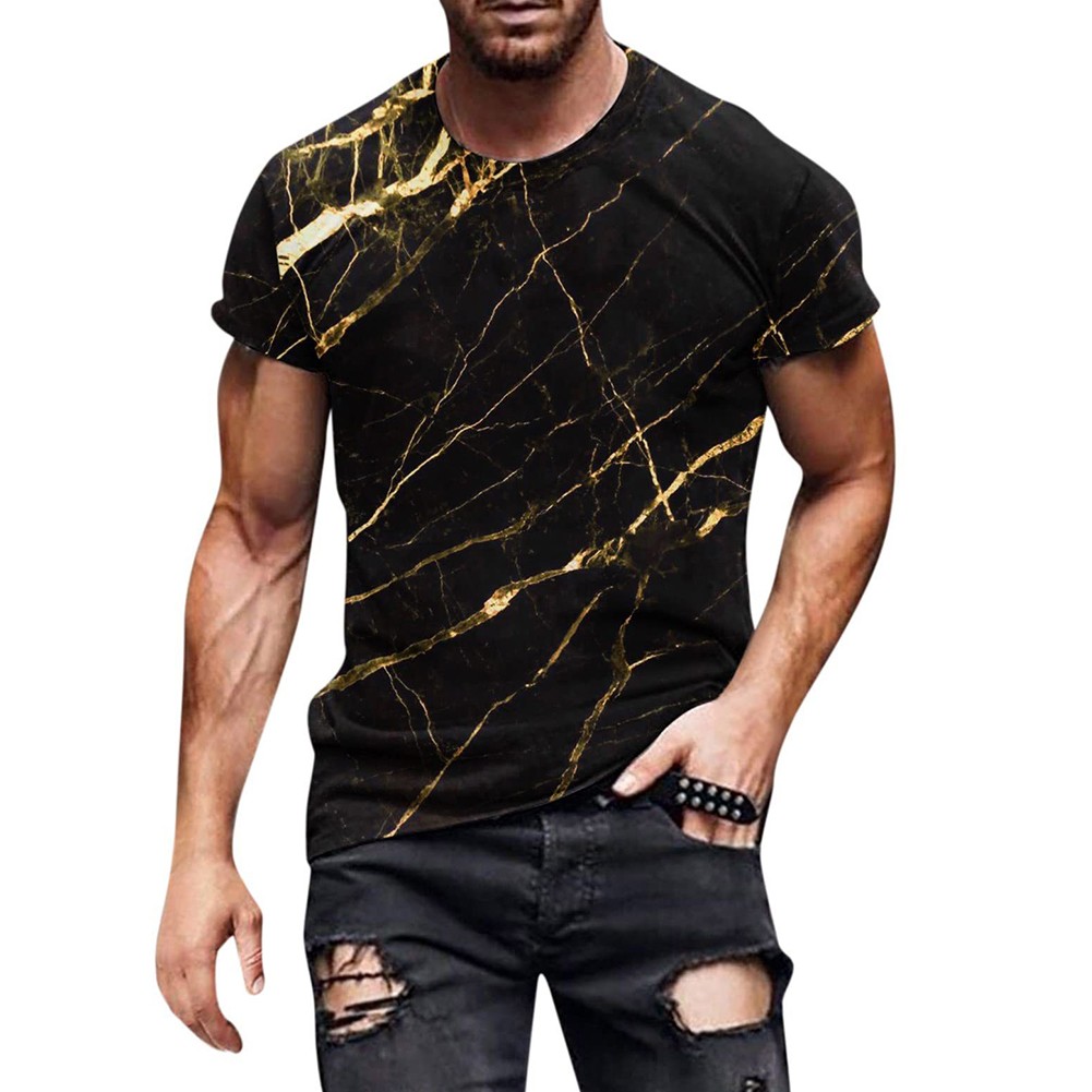 Mens Top Mens T-shirt 3D Print Activewear Blouse Breathable Round Neck