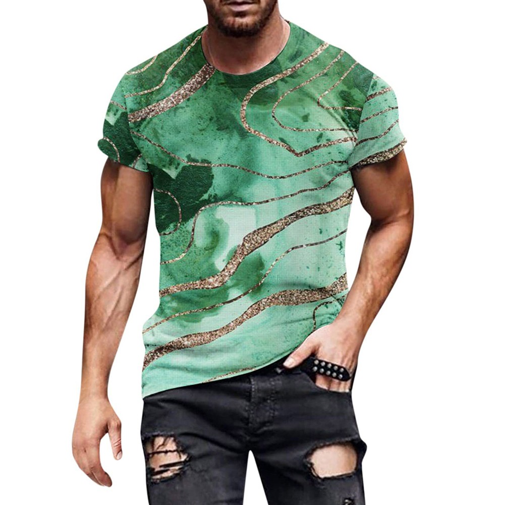 Mens Top Mens T-shirt 3D Print Activewear Blouse Breathable Round Neck