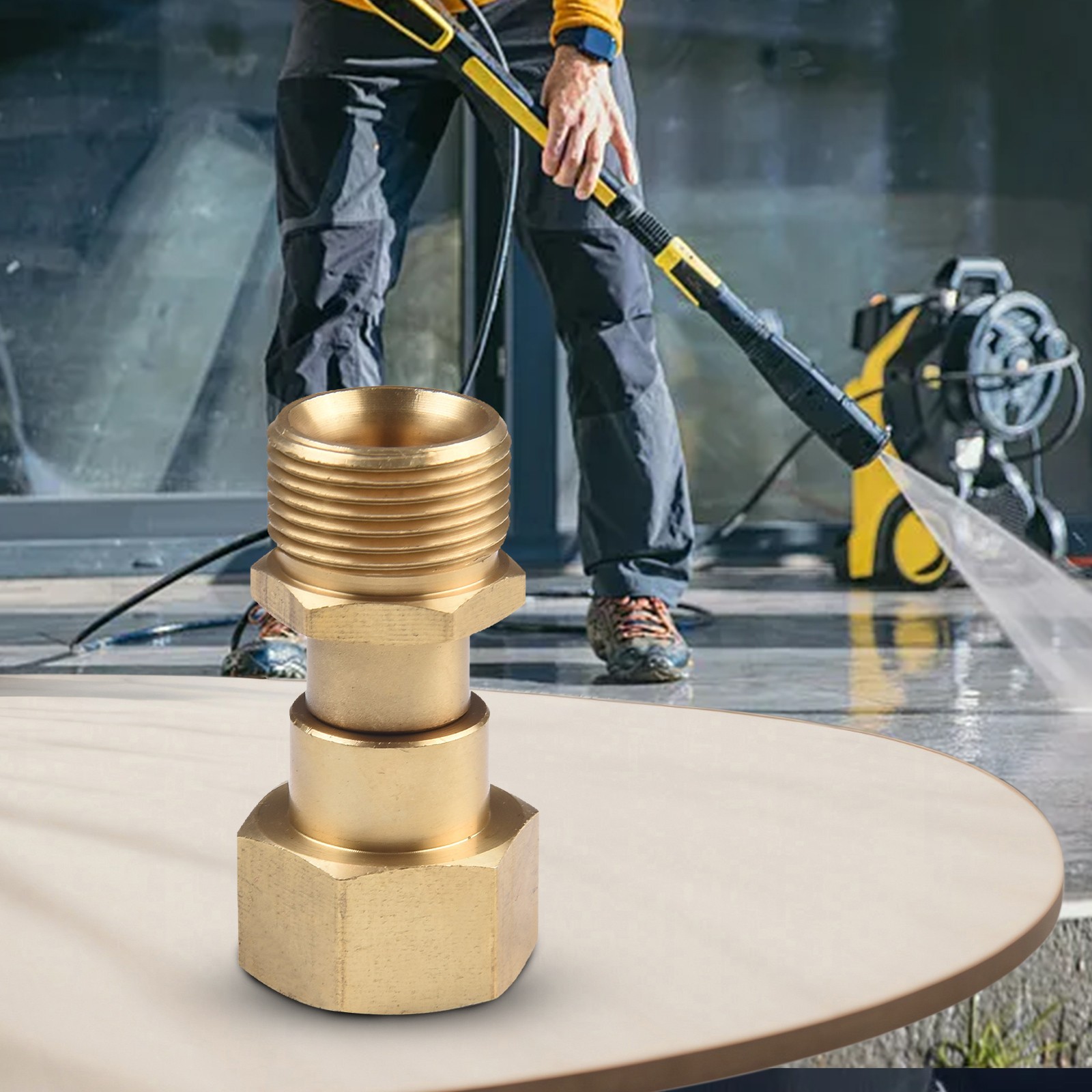 thumbnail image 2 of Brass M22 14mm Pressure Washer Swivel Joint Connector – Easy Connect Hose Fitting 2 of 3