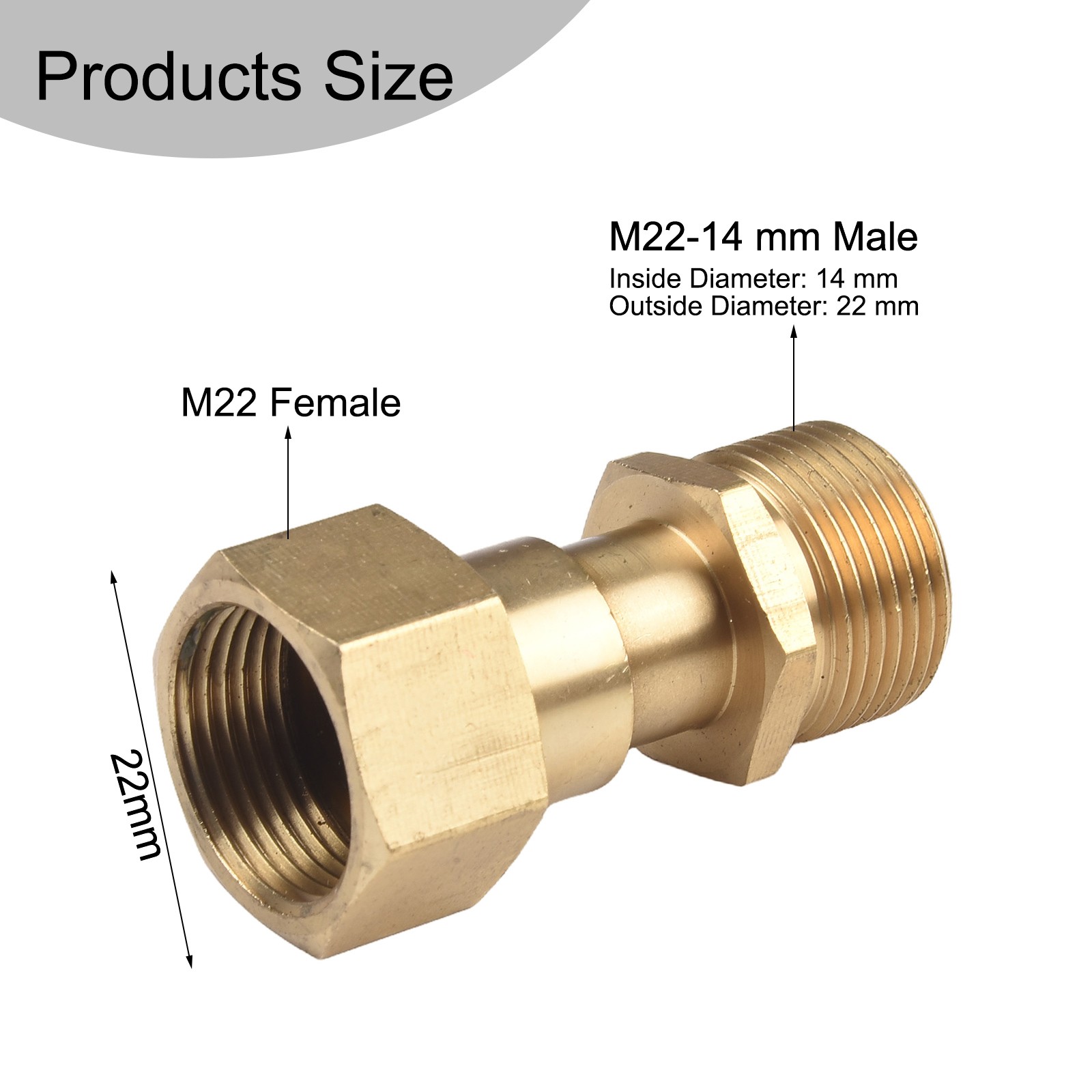 Adapter Auf M22 14 Mm Buchse Metrisch M22-15 Mm Stecker Gewinde