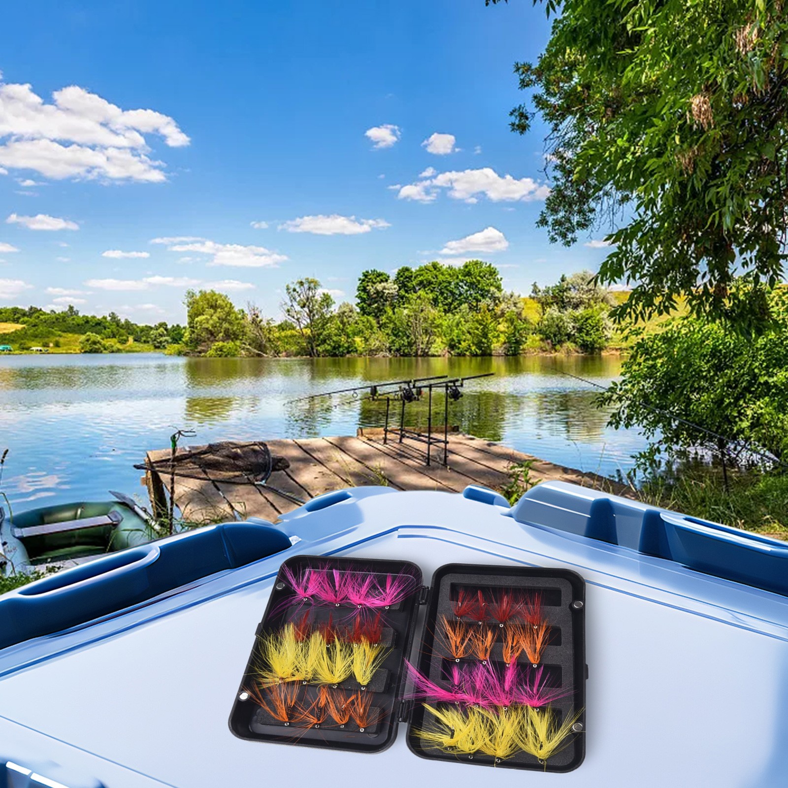 Lachs Fishing Flies Kit Mit Trocken/nass Ameisen Fliege Fliegen Für Bass - Bild 24 von 48
