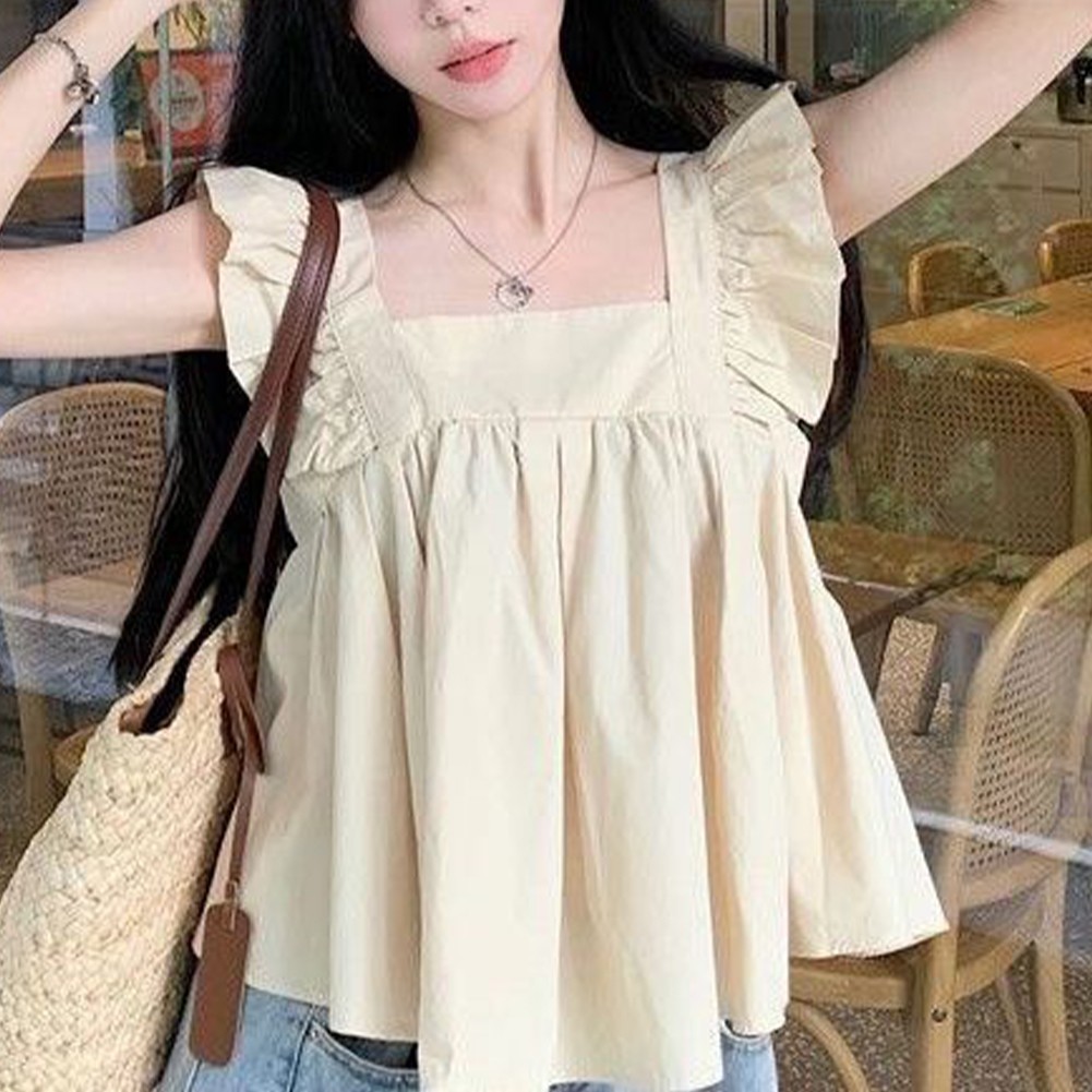 Blouse Crop Top Shirt 1*Tops A-shirt Backless Pleated Sleeveless Summer - Picture 14 of 37