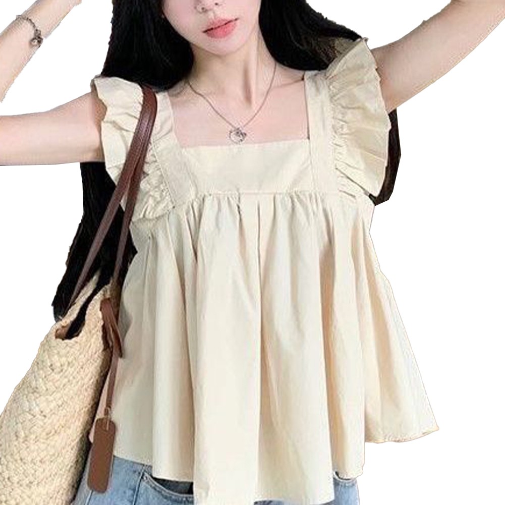 Blouse Crop Top Shirt 1*Tops A-shirt Backless Pleated Sleeveless Summer - Picture 13 of 37
