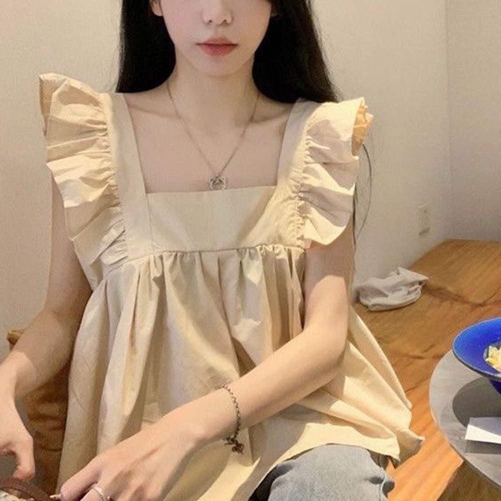 Blouse Crop Top Shirt 1*Tops A-shirt Backless Pleated Sleeveless Summer - Picture 17 of 37