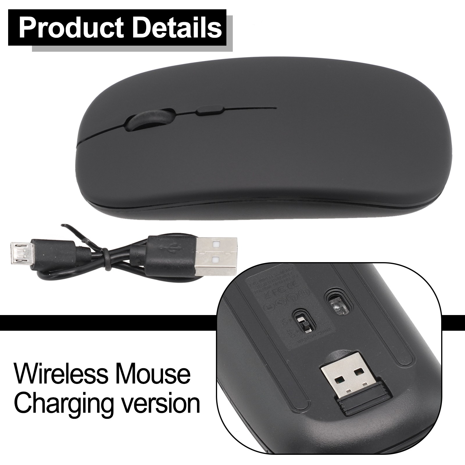 Ergonomisches Design Kabellose Maus Wiederaufladbare Leistungsanzeige Dauerhaft - Bild 14 von 24