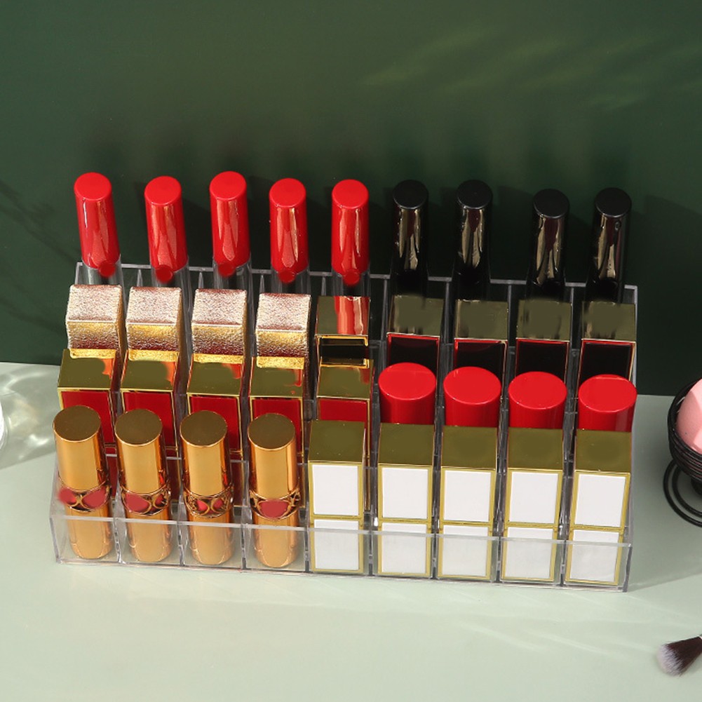 Neat and Handy Grid Makeup Organizer Box Transparent Lipstick Storage Solution - Picture 38 of 40