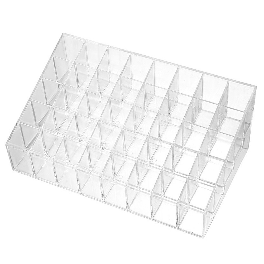 Neat and Handy Grid Makeup Organizer Box Transparent Lipstick Storage Solution - Picture 18 of 40