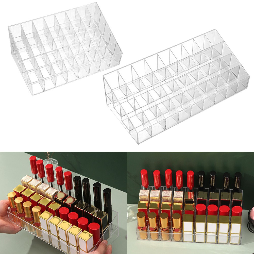 Neat and Handy Grid Makeup Organizer Box Transparent Lipstick Storage Solution - Picture 22 of 40