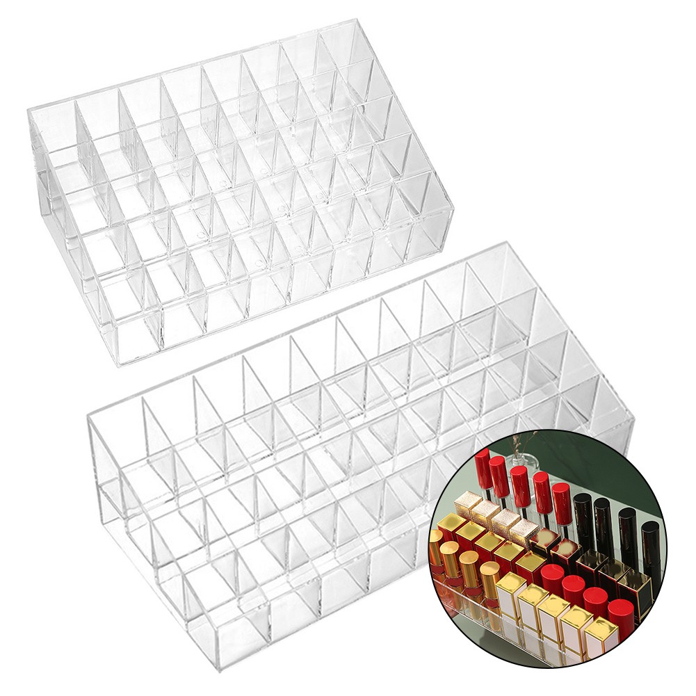 Neat and Handy Grid Makeup Organizer Box Transparent Lipstick Storage Solution - Picture 21 of 40
