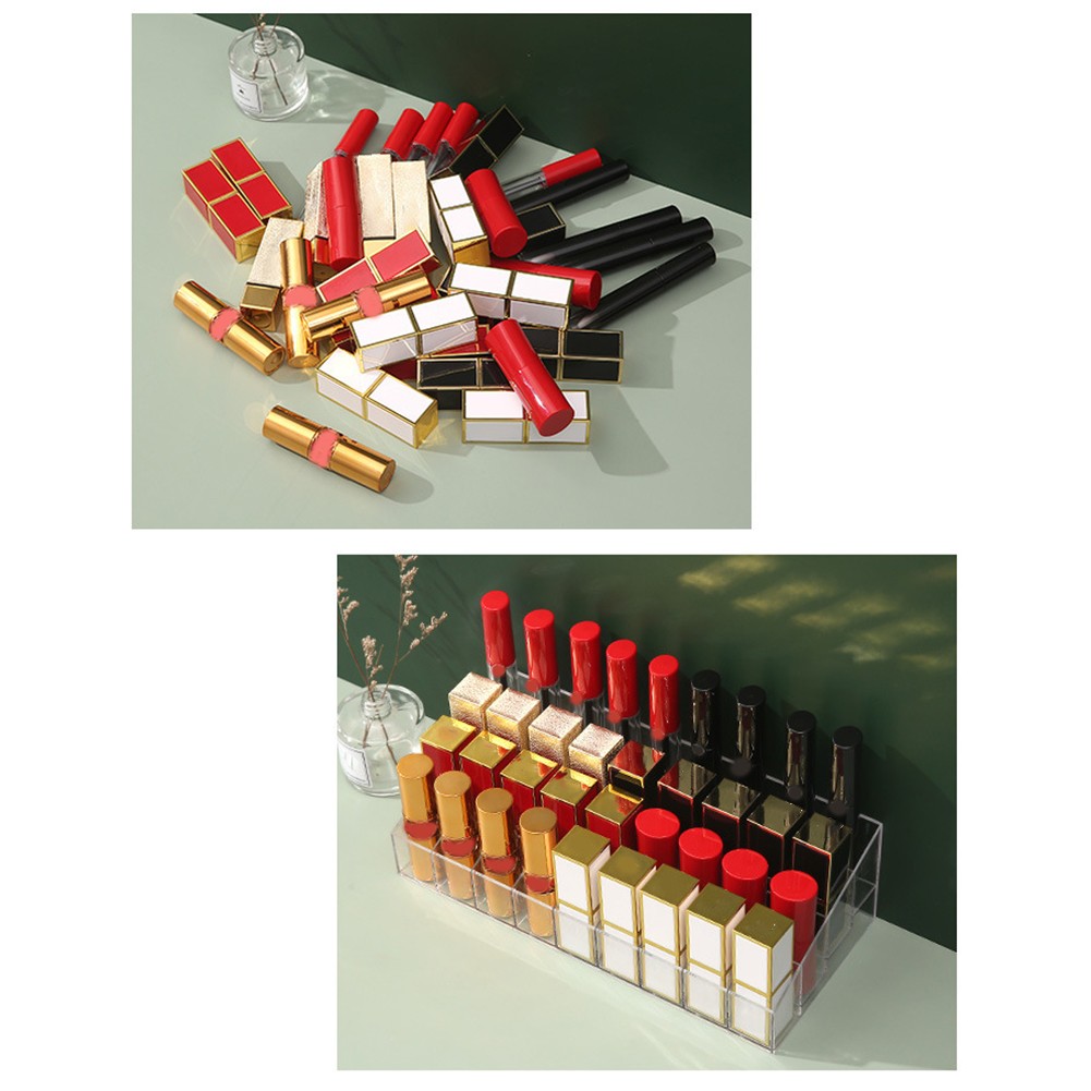 Neat and Handy Grid Makeup Organizer Box Transparent Lipstick Storage Solution - Picture 28 of 40