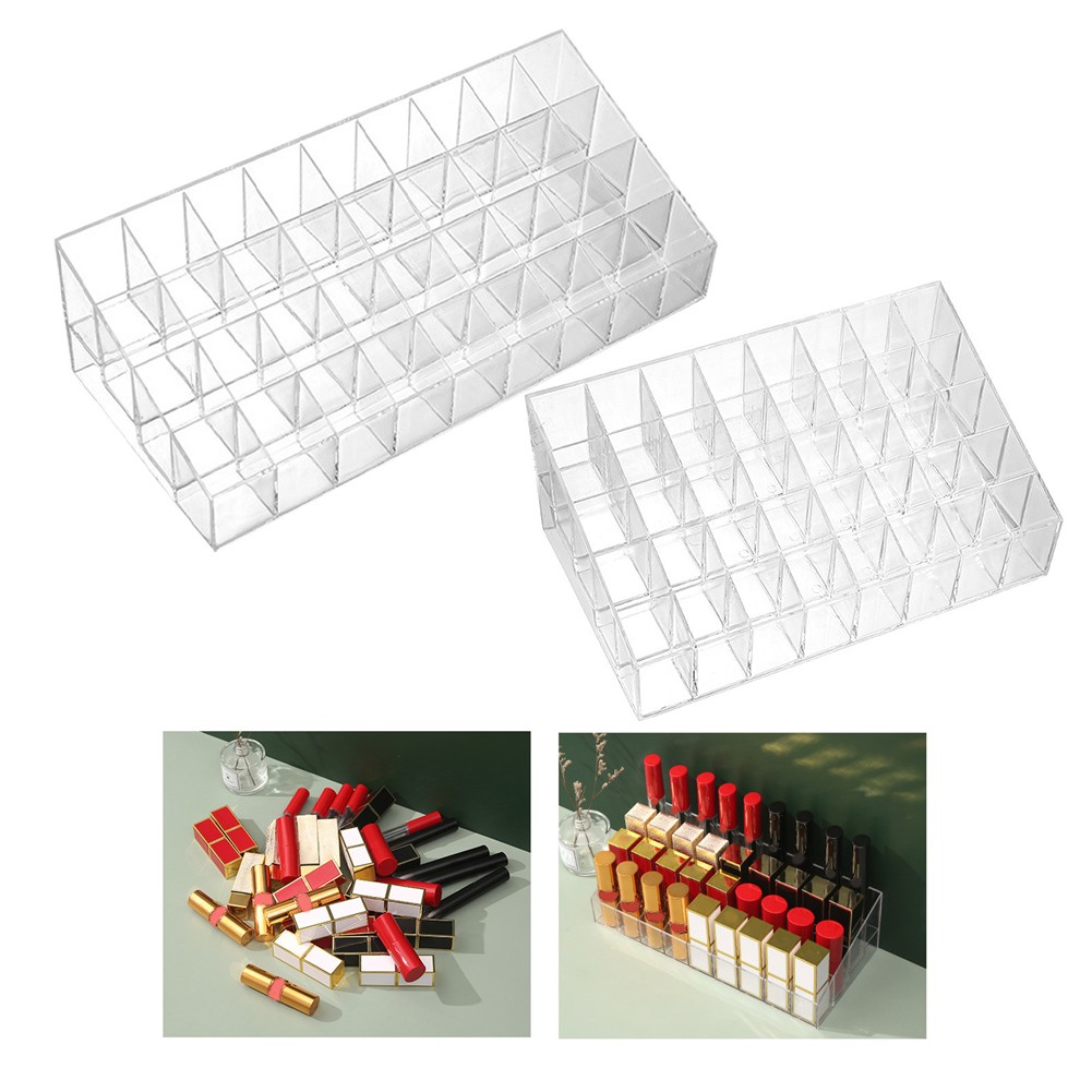 Neat and Handy Grid Makeup Organizer Box Transparent Lipstick Storage Solution - Picture 24 of 40