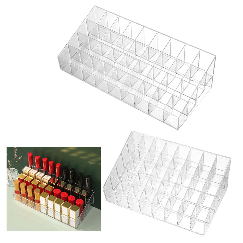 Neat and Handy Grid Makeup Organizer Box Transparent Lipstick Storage Solution - Picture 25 of 40
