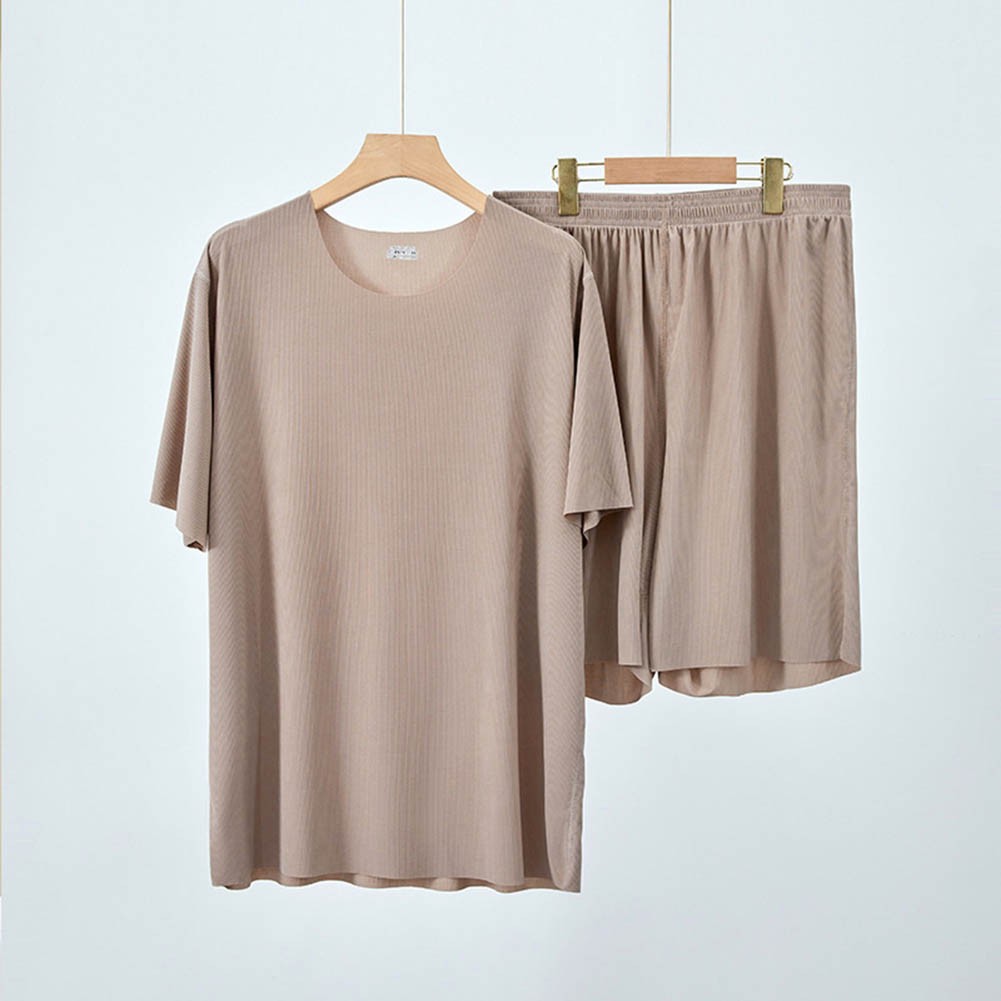 Comfortable Homewear Set Short Sleeve Ice Silk Pajamas for Him and Her