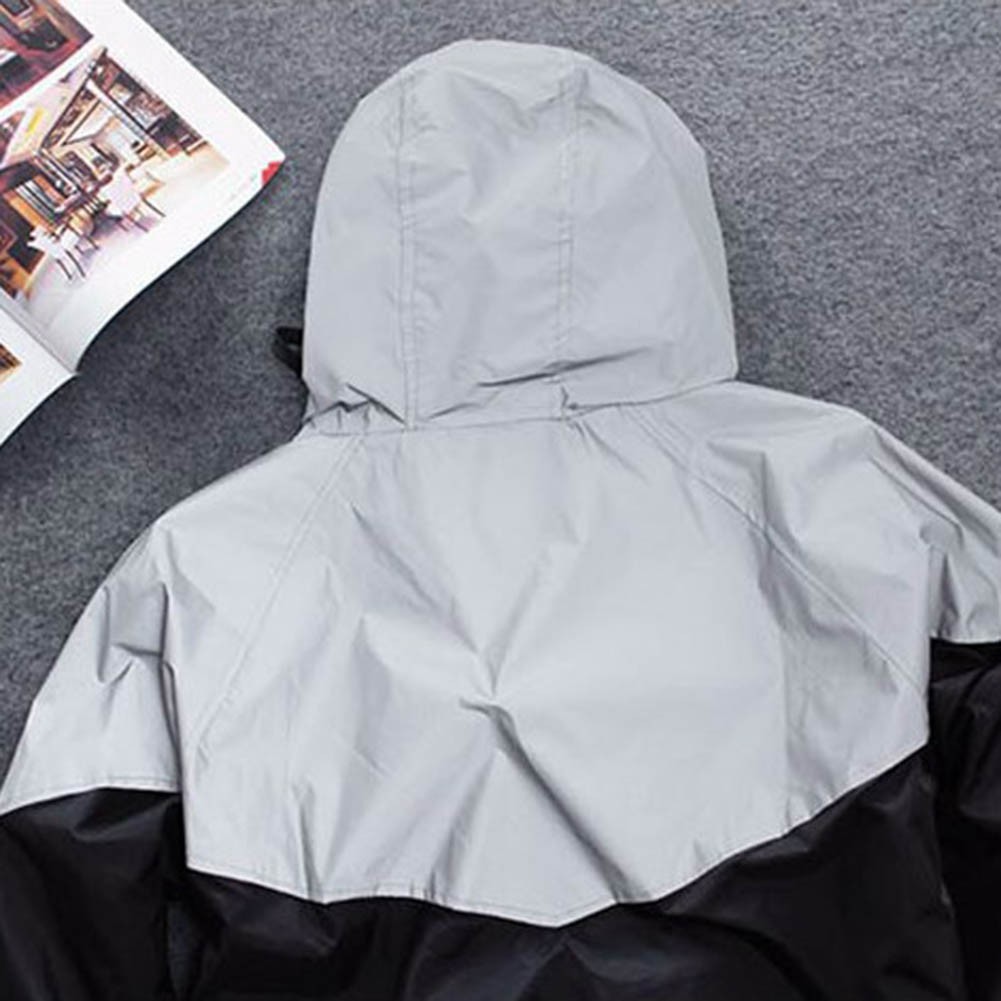 Manteau imperméable homme coupe-vent double tissu réfléchissant officiel nuit hip hop