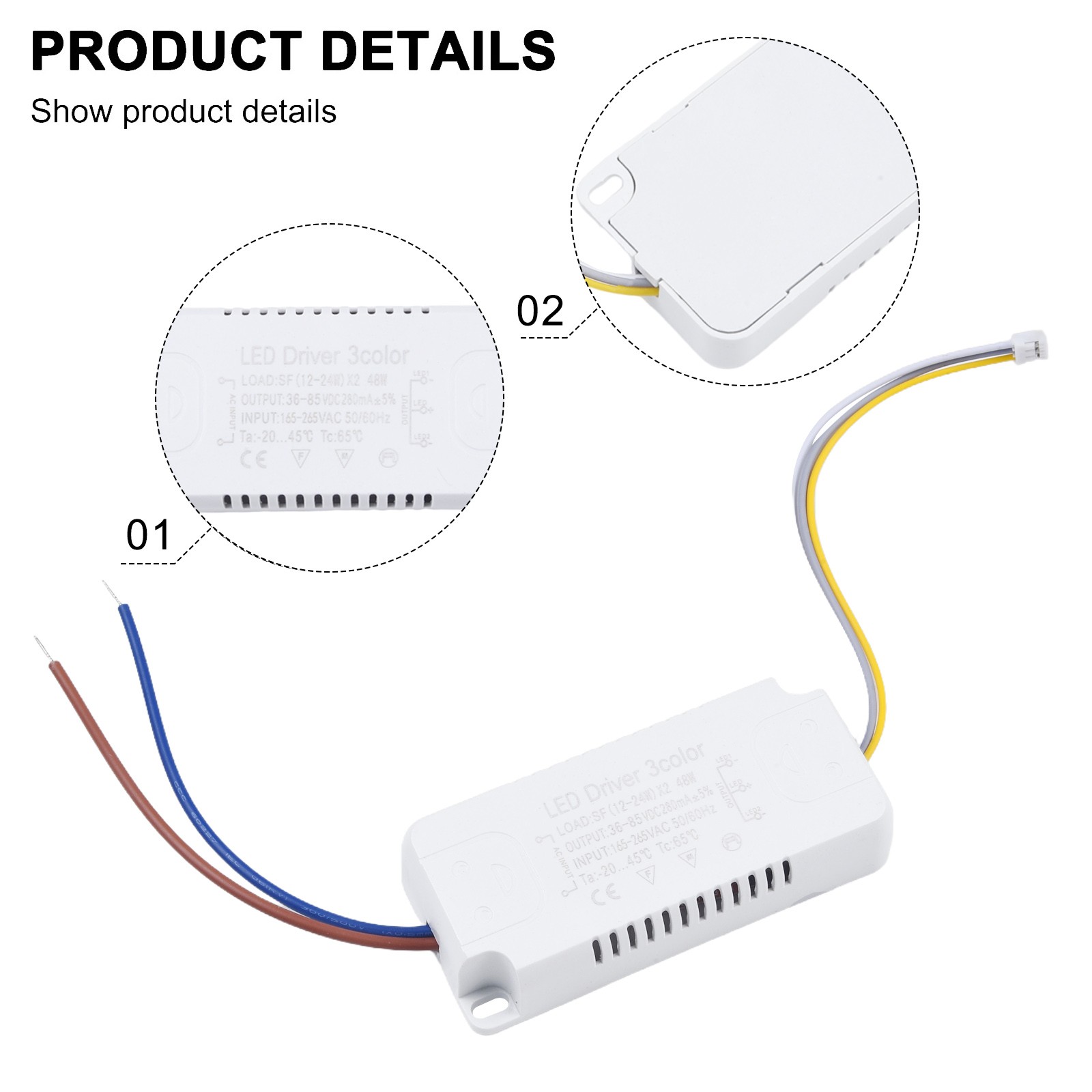 1pc LED Driver 3color Adapter LED Lighting Non-Isolating Transformer Replacement