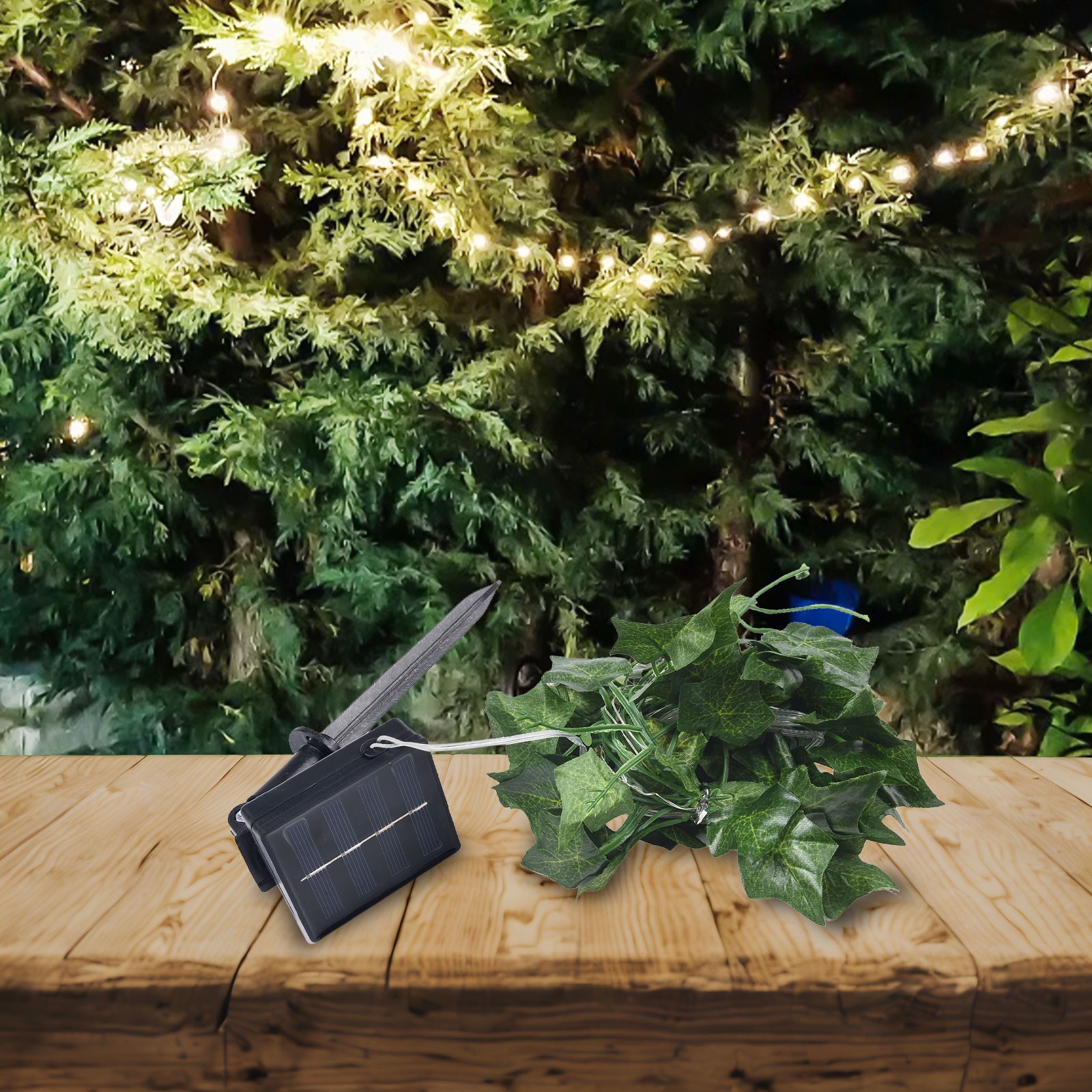 Illuminate Your Yard with Artificial Solar Vine String Lights and Ivy Leaf - Picture 14 of 24