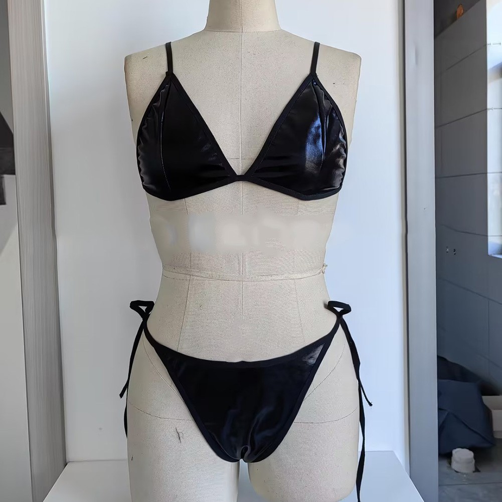 Swimwear Bikini Winter Autumn Beach Clubwear Female Home Lace Up PU Leather - Picture 16 of 20